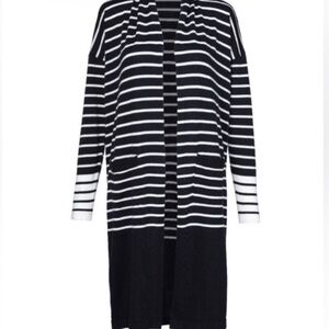 CAbi Boatyard Striped Navy and White Women's Sweater